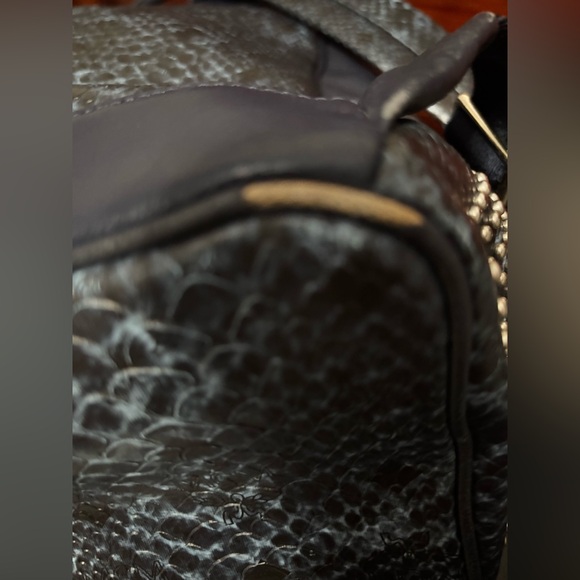 MCM Snakeskin Embossed Visetos Studded Medium Stark Backpack